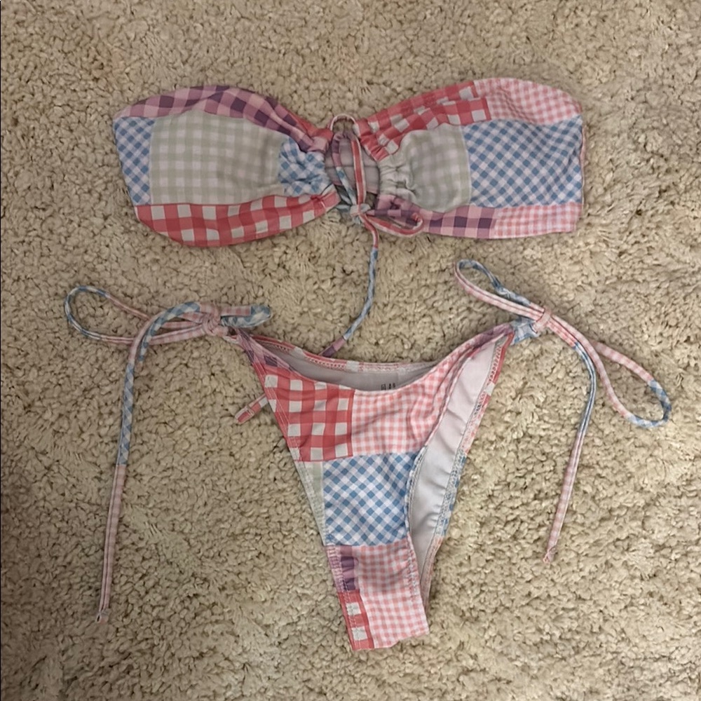 Patchwork Bandeau Bikini Set